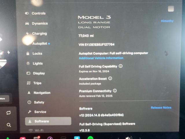 VIN 5YJ3E1EB5JF127764 2018 TESLA MODEL 3 no.9