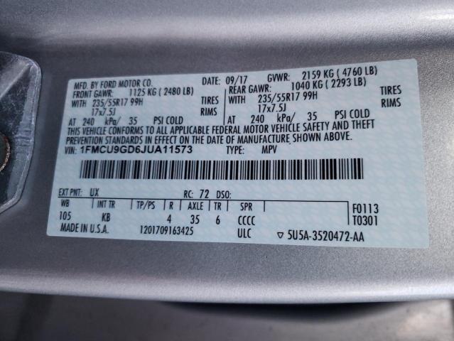 2018 FORD ESCAPE SE - 1FMCU9GD6JUA11573