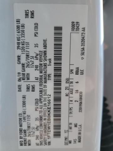 2019 FORD F150 SUPER - 1FTEW1EB0KKE16612