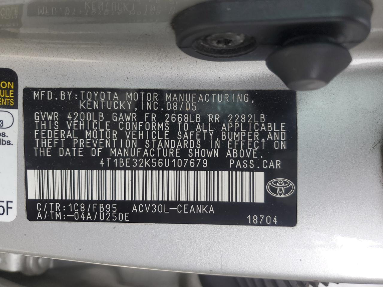 Lot #3008638965 2006 TOYOTA CAMRY LE