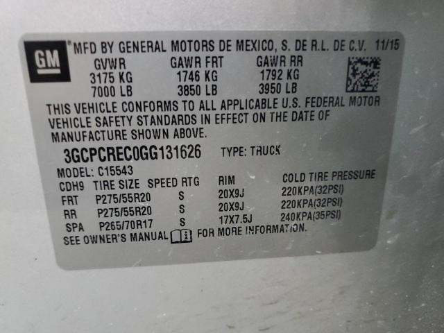 2016 CHEVROLET SILVERADO - 3GCPCREC0GG131626