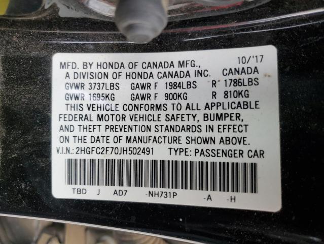 2018 HONDA CIVIC EX - 2HGFC2F70JH502491