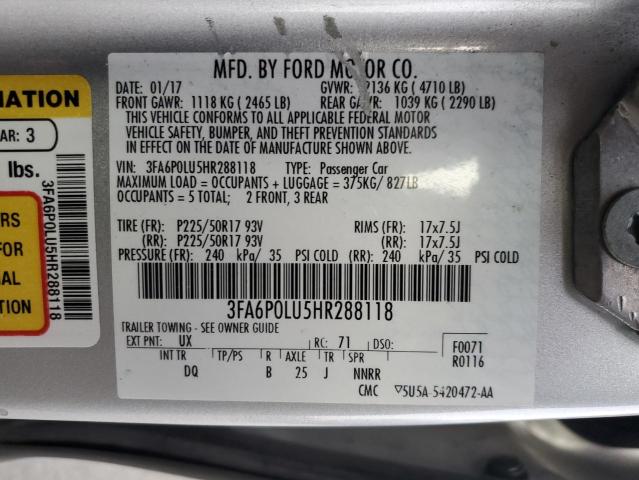 VIN 3FA6P0LU5HR288118 2017 Ford Fusion, Se Hybrid no.12