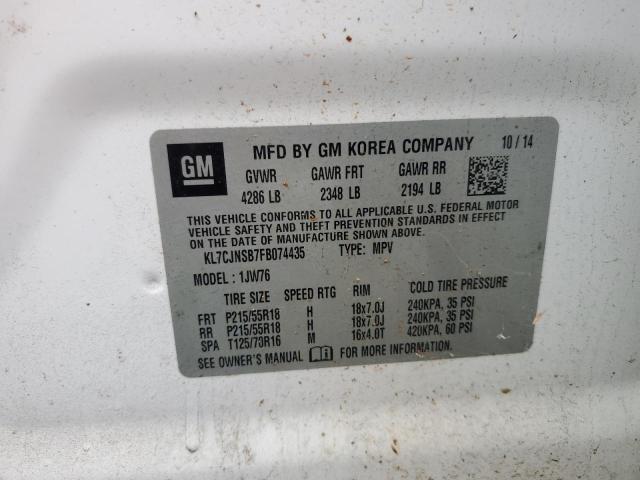 2015 CHEVROLET TRAX LTZ KL7CJNSB7FB074435