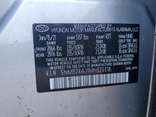 VIN 5NMS24AJ1MH323318 2021 HYUNDAI SANTA FE no.13