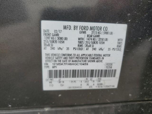 2017 FORD EXPLORER L - 1FM5K7FH6HGC10459