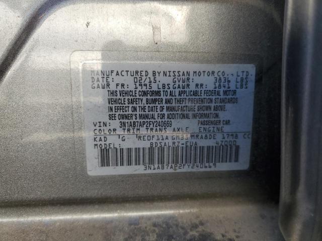 VIN 3N1AB7AP2FY240669 2015 NISSAN SENTRA no.12