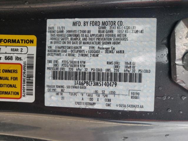 2021 FORD MUSTANG GT - 1FA6P8CF3M5140479