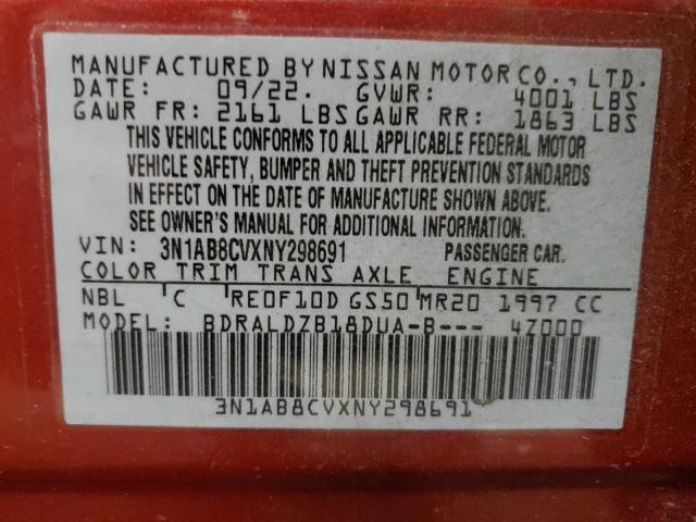 VIN 3N1AB8CVXNY298691 2022 NISSAN SENTRA no.13