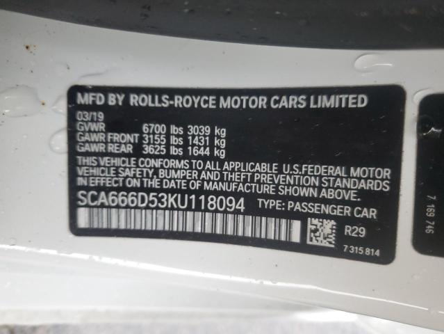 2019 ROLLS-ROYCE DAWN SCA666D53KU118094