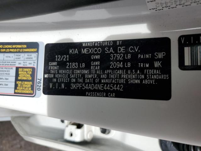 2022 KIA FORTE GT L - 3KPF54AD4NE445442