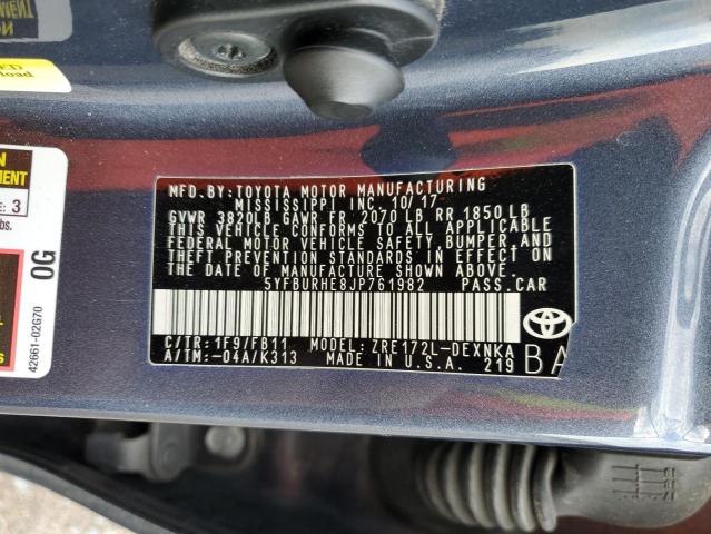 2018 TOYOTA COROLLA L - 5YFBURHE8JP761982