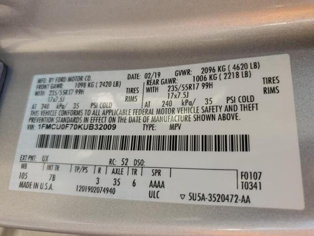 2019 FORD ESCAPE S - 1FMCU0F70KUB32009