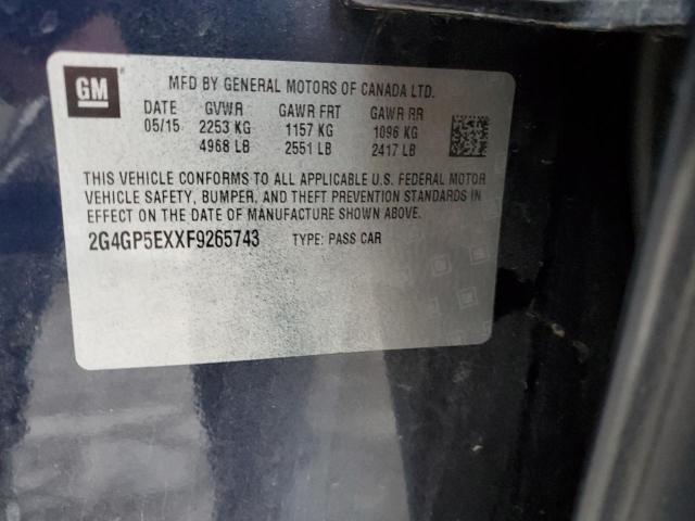 2015 BUICK REGAL PREM 2G4GP5EXXF9265743