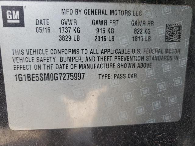 2016 CHEVROLET CRUZE LT - 1G1BE5SM0G7275997