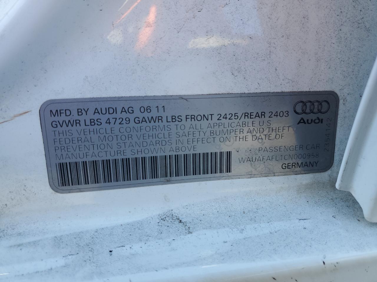 Lot #3041883408 2012 AUDI A4 PREMIUM