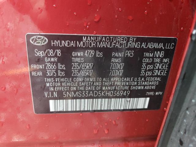 VIN 5NMS33AD5KH036949 2019 HYUNDAI SANTA FE no.14