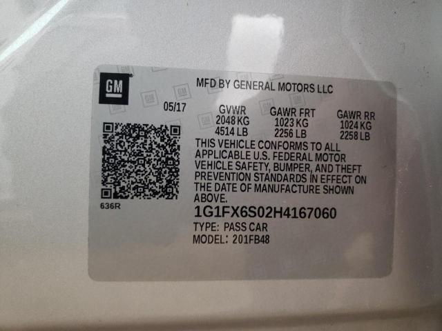 2017 CHEVROLET BOLT EV PR - 1G1FX6S02H4167060