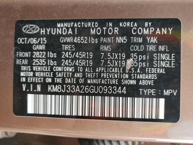 VIN KM8J33A26GU093344 2016 HYUNDAI TUCSON no.13