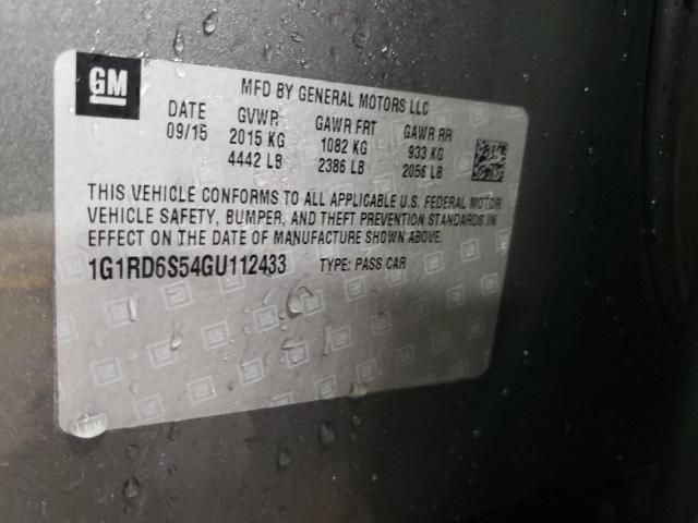 2016 CHEVROLET VOLT LTZ 1G1RD6S54GU112433