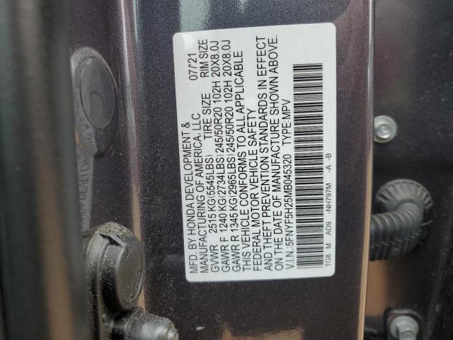 2021 HONDA PILOT SE 5FNYF5H25MB045320