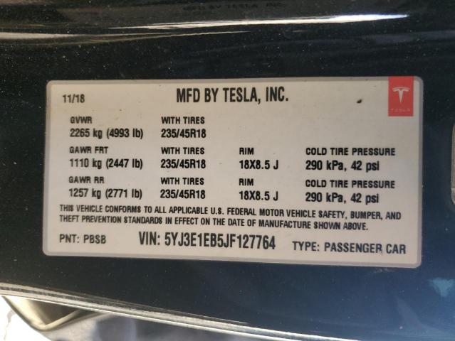 VIN 5YJ3E1EB5JF127764 2018 TESLA MODEL 3 no.12