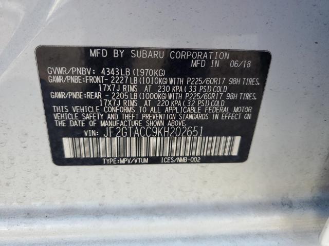 2019 SUBARU CROSSTREK - JF2GTACC9KH202651