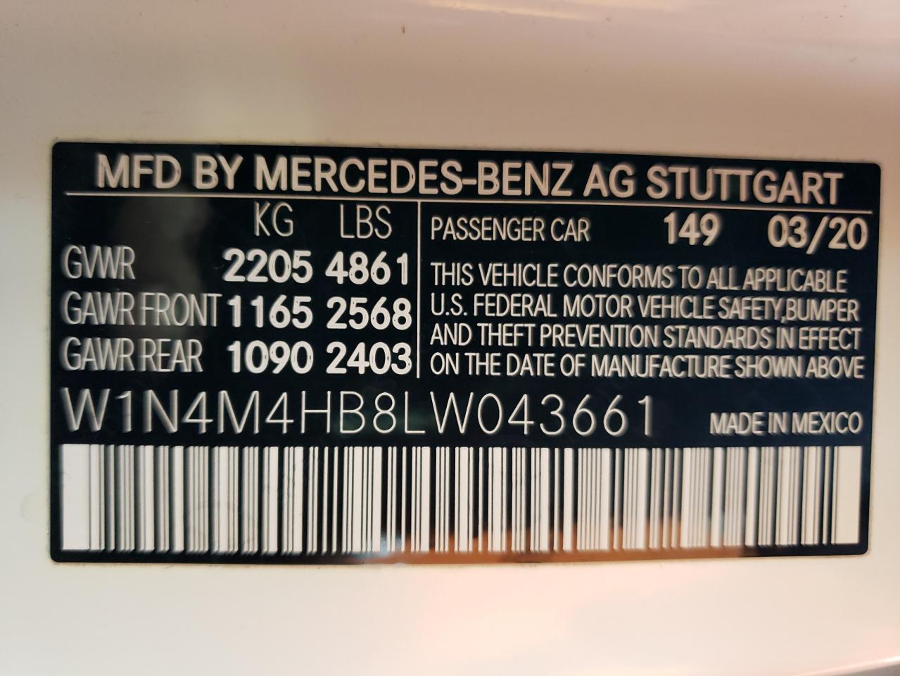 Lot #3033580098 2020 MERCEDES-BENZ GLB 250 4M