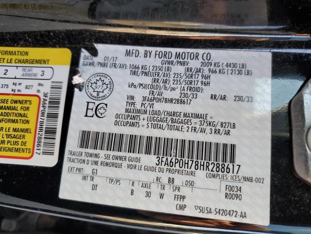 2017 FORD FUSION SE - 3FA6P0H78HR288617