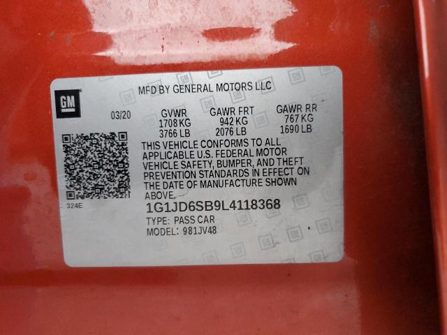 2020 CHEVROLET SONIC LT - 1G1JD6SB9L4118368