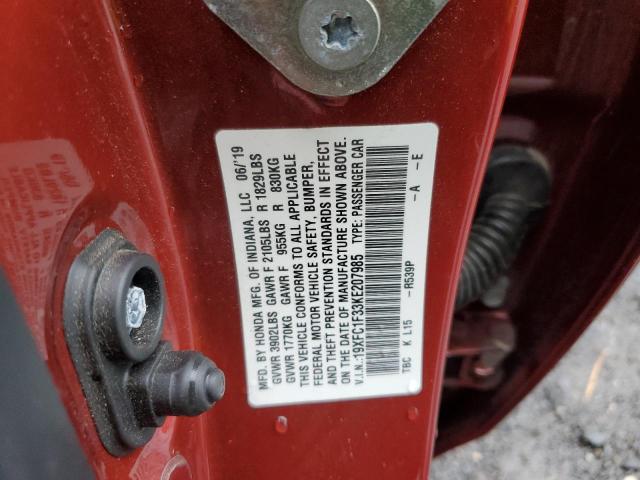 19XFC1F33KE207985 2019 HONDA CIVIC