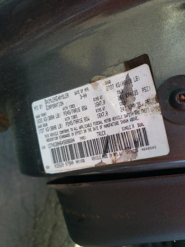 Lot #2976529595 2004 DODGE DAKOTA QUA