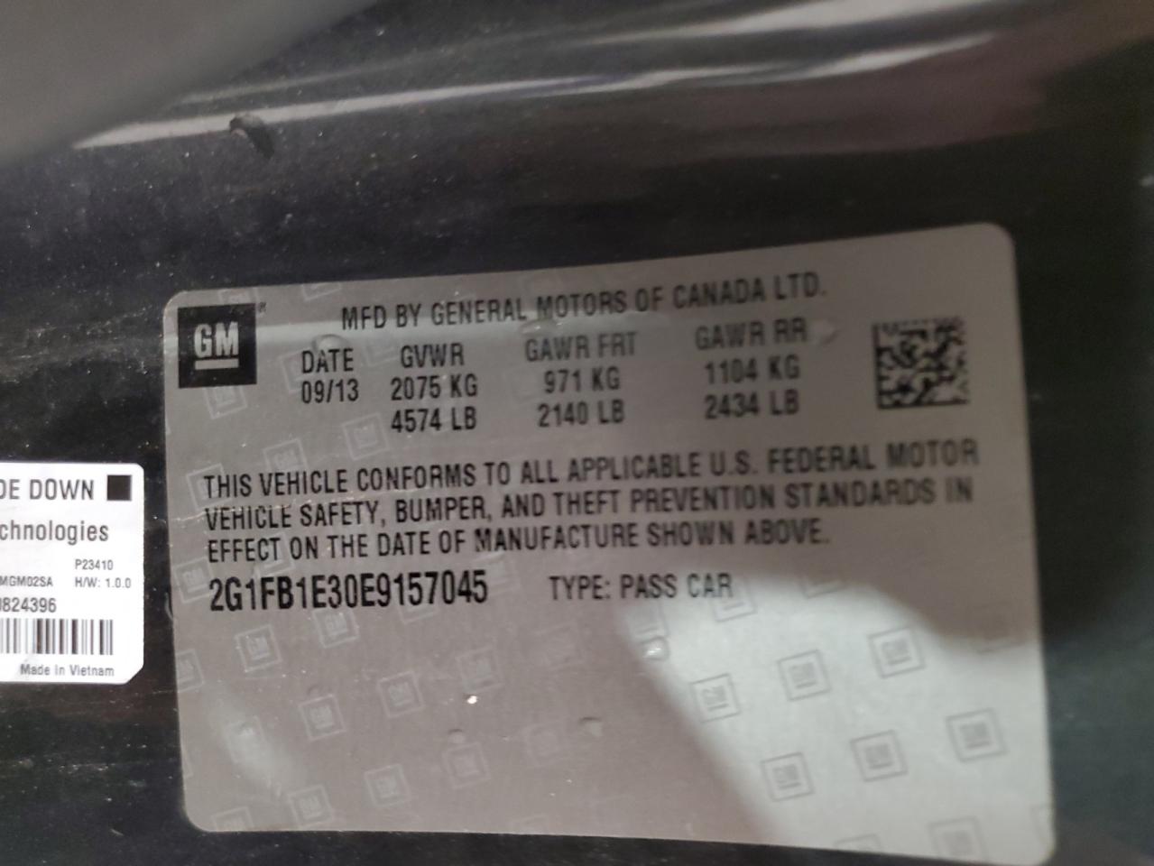 2G1FB1E30E9157045 - 2014 CHEVROLET CAMARO - #81082134