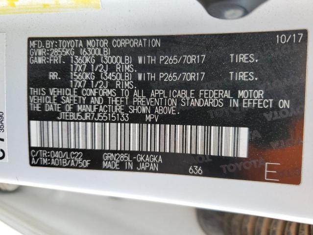 2018 TOYOTA 4RUNNER SR - JTEBU5JR7J5515133