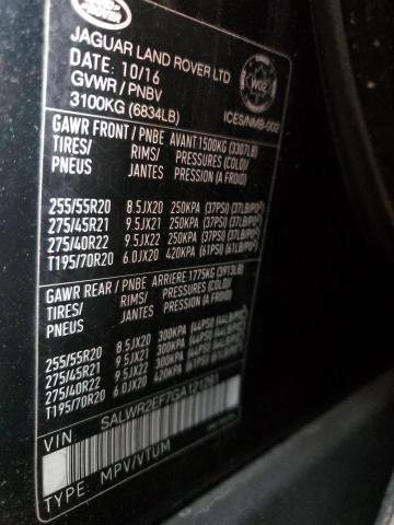 2016 LAND ROVER RANGE ROVE - SALWR2EF7GA121291