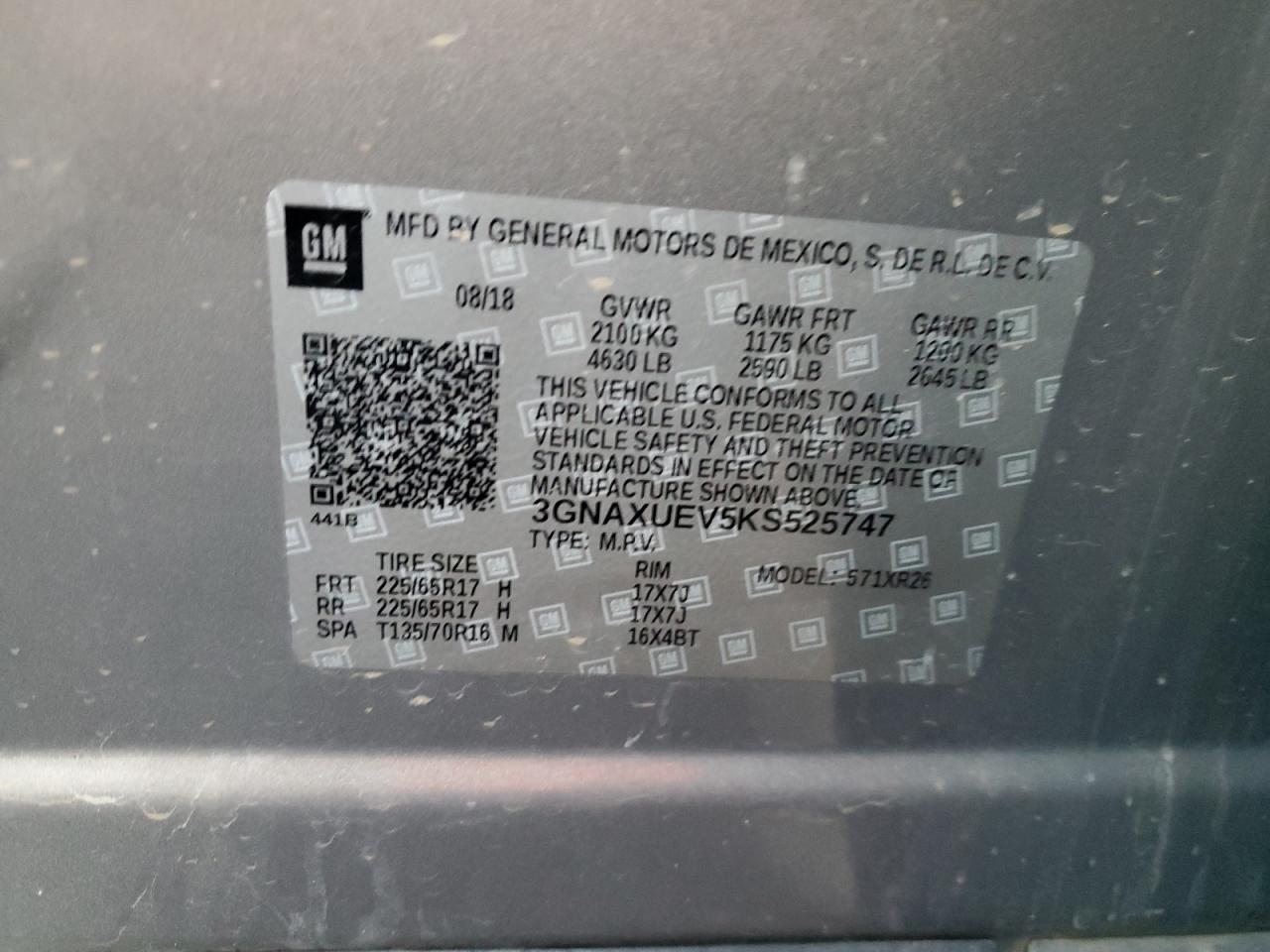 Lot #3009134301 2019 CHEVROLET EQUINOX LT