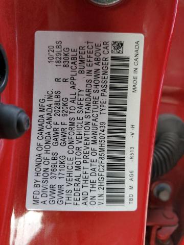 2021 HONDA CIVIC SPOR - 2HGFC2F85MH507439