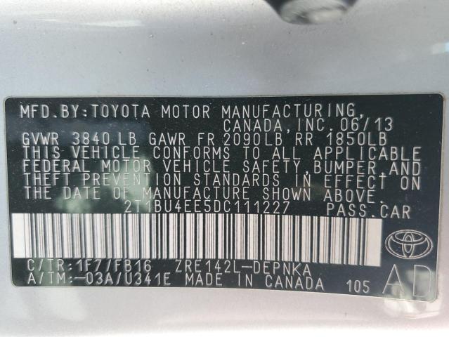 VIN 2T1BU4EE5DC111227 2013 Toyota Corolla, Base no.12