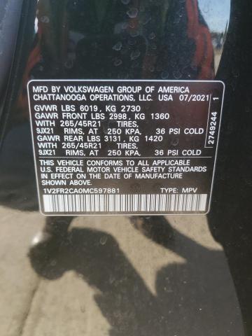 VIN 1V2FR2CA0MC597881 2021 VOLKSWAGEN ATLAS no.13