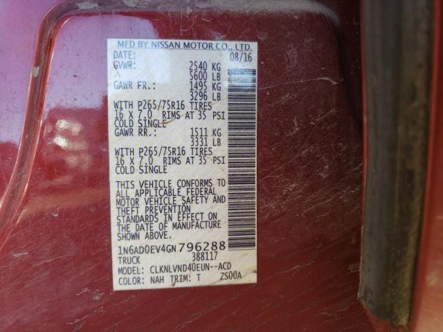 2016 NISSAN FRONTIER S - 1N6AD0EV4GN796288