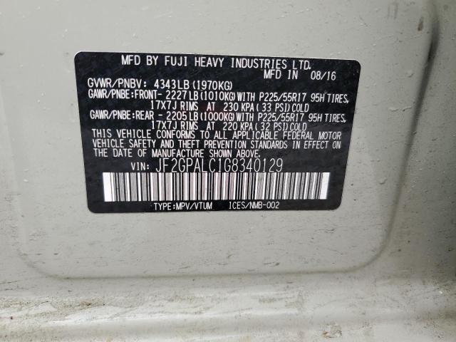 2016 SUBARU CROSSTREK - JF2GPALC1G8340129