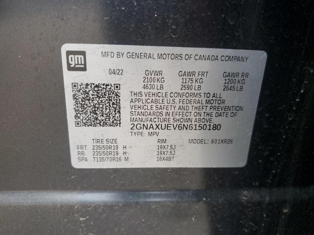 2022 CHEVROLET EQUINOX LT - 2GNAXUEV6N6150180