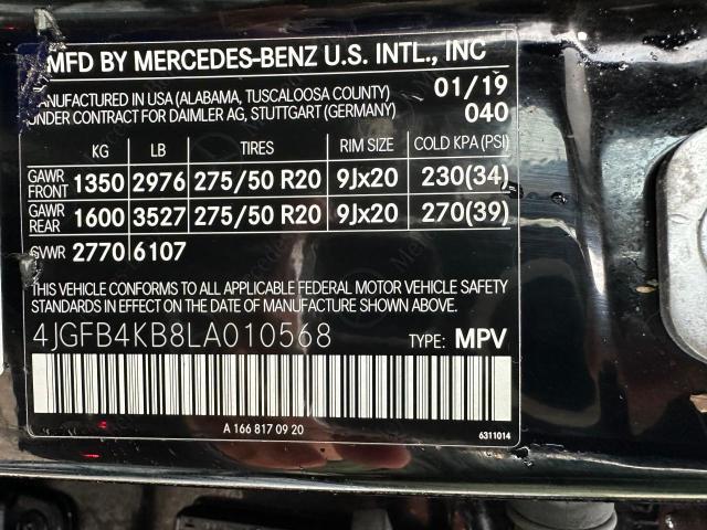 VIN 4JGFB4KB8LA010568 2020 MERCEDES-BENZ GLE-CLASS no.10