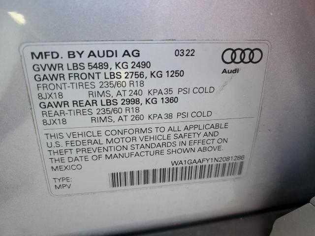 2022 AUDI Q5 PREMIUM - WA1GAAFY1N2081286