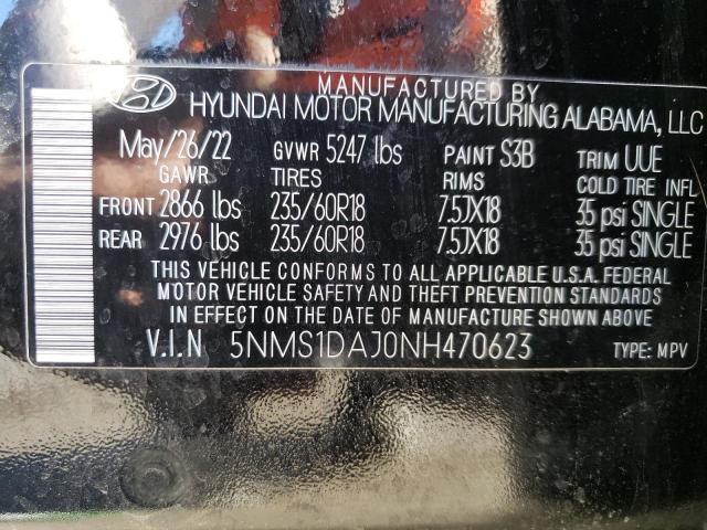 VIN 5NMS1DAJ0NH470623 2022 HYUNDAI SANTA FE no.13