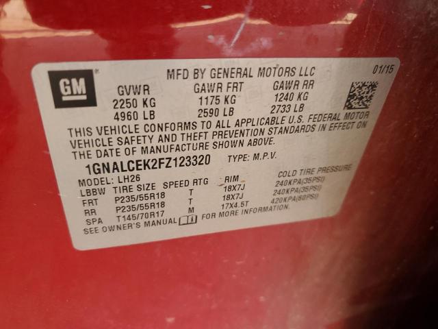 2015 CHEVROLET EQUINOX LT - 1GNALCEK2FZ123320