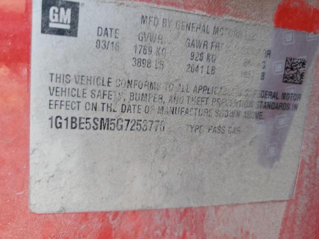 2016 CHEVROLET CRUZE LT - 1G1BE5SM5G7253770