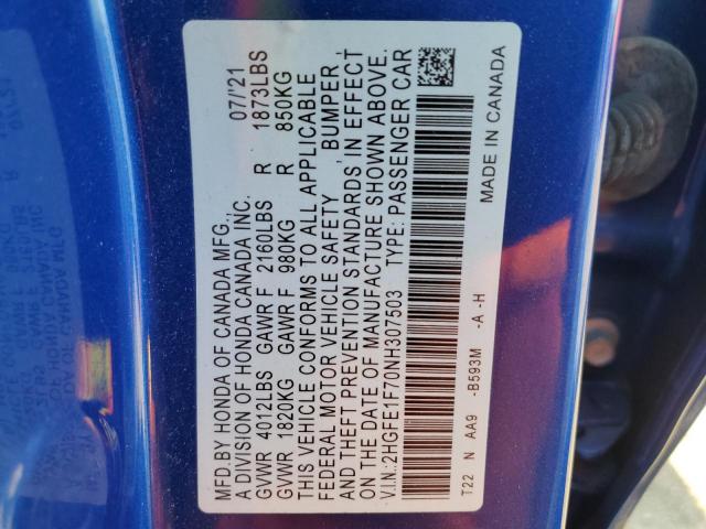 2022 HONDA CIVIC EX - 2HGFE1F70NH307503