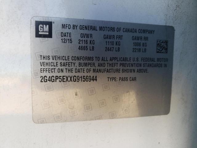 2016 BUICK REGAL PREM 2G4GP5EXXG9156944
