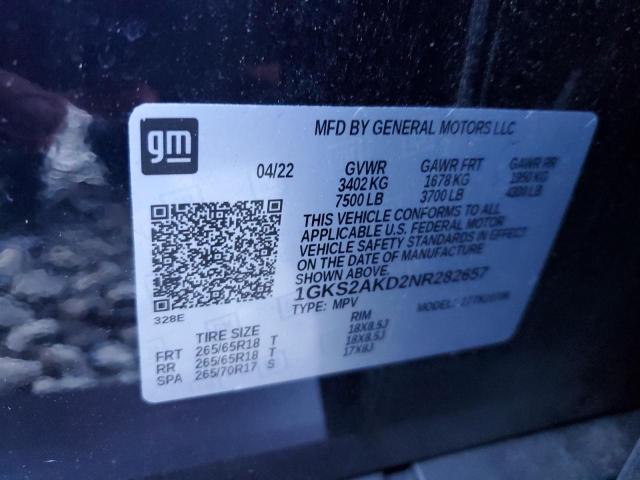 2022 GMC YUKON SLE 1GKS2AKD2NR282657